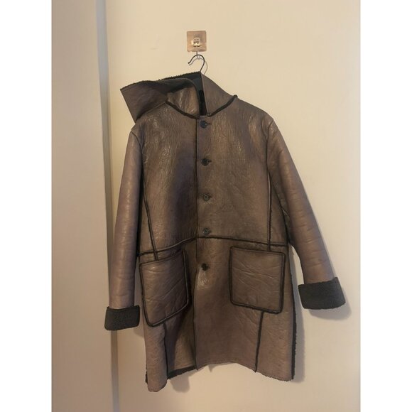blackmeans Other - 291295 = Homme Hooded Leather Shearling Coat Jacket  size F 44" made in Japan